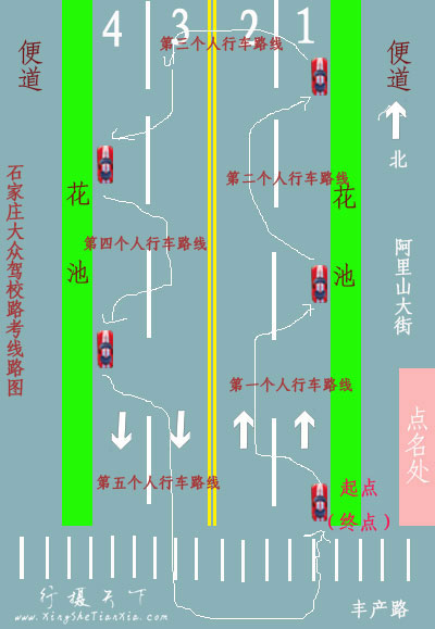 石家莊大眾駕校實路考試線路圖